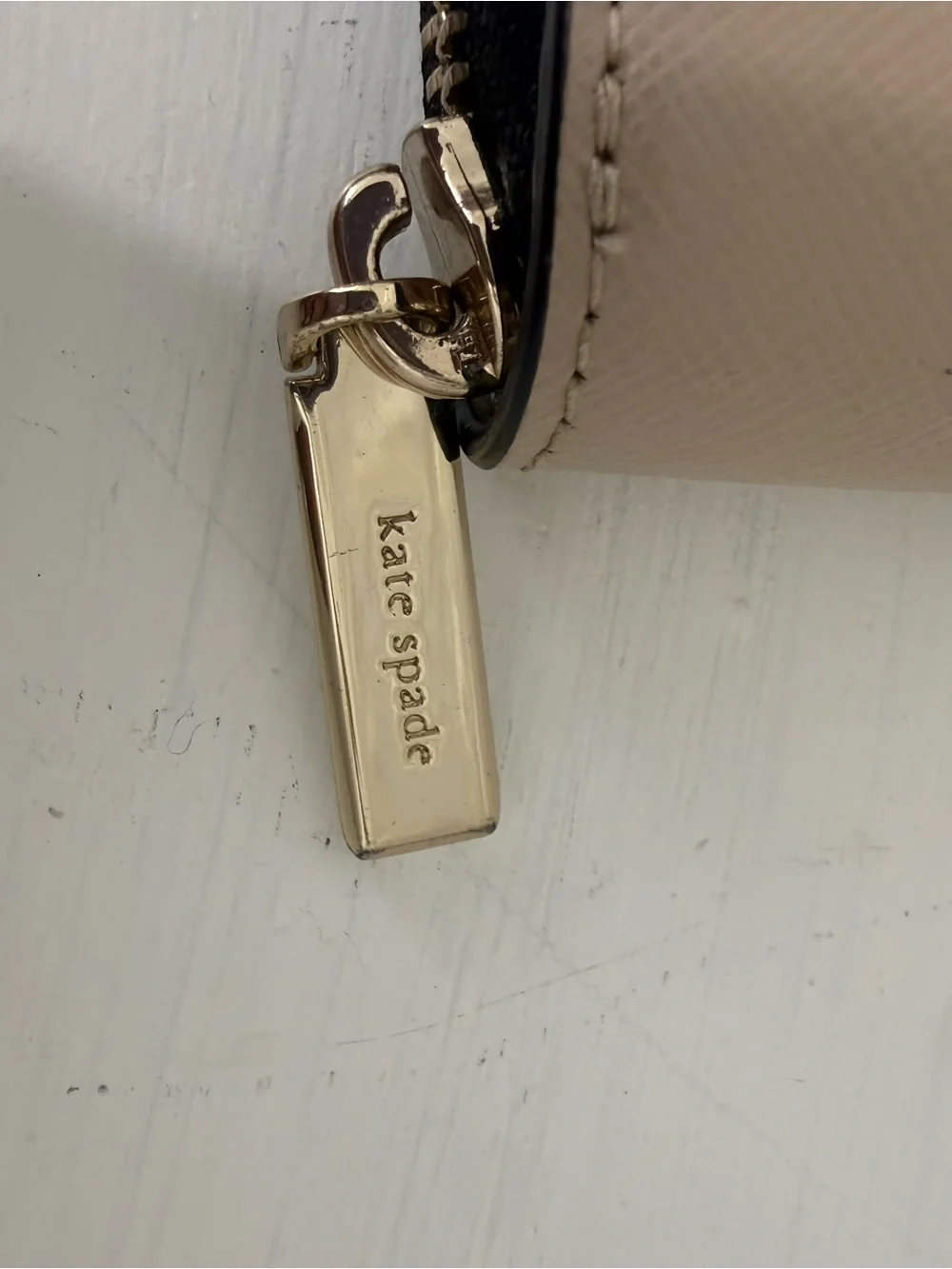 kate spade Two-Tone Beige and Black Saffiano Leather Wallet